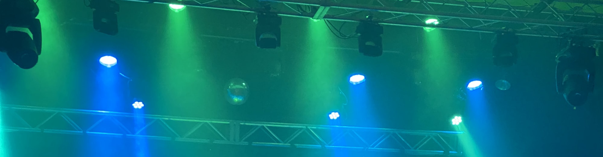 blue and green theater stage lights Champaign
